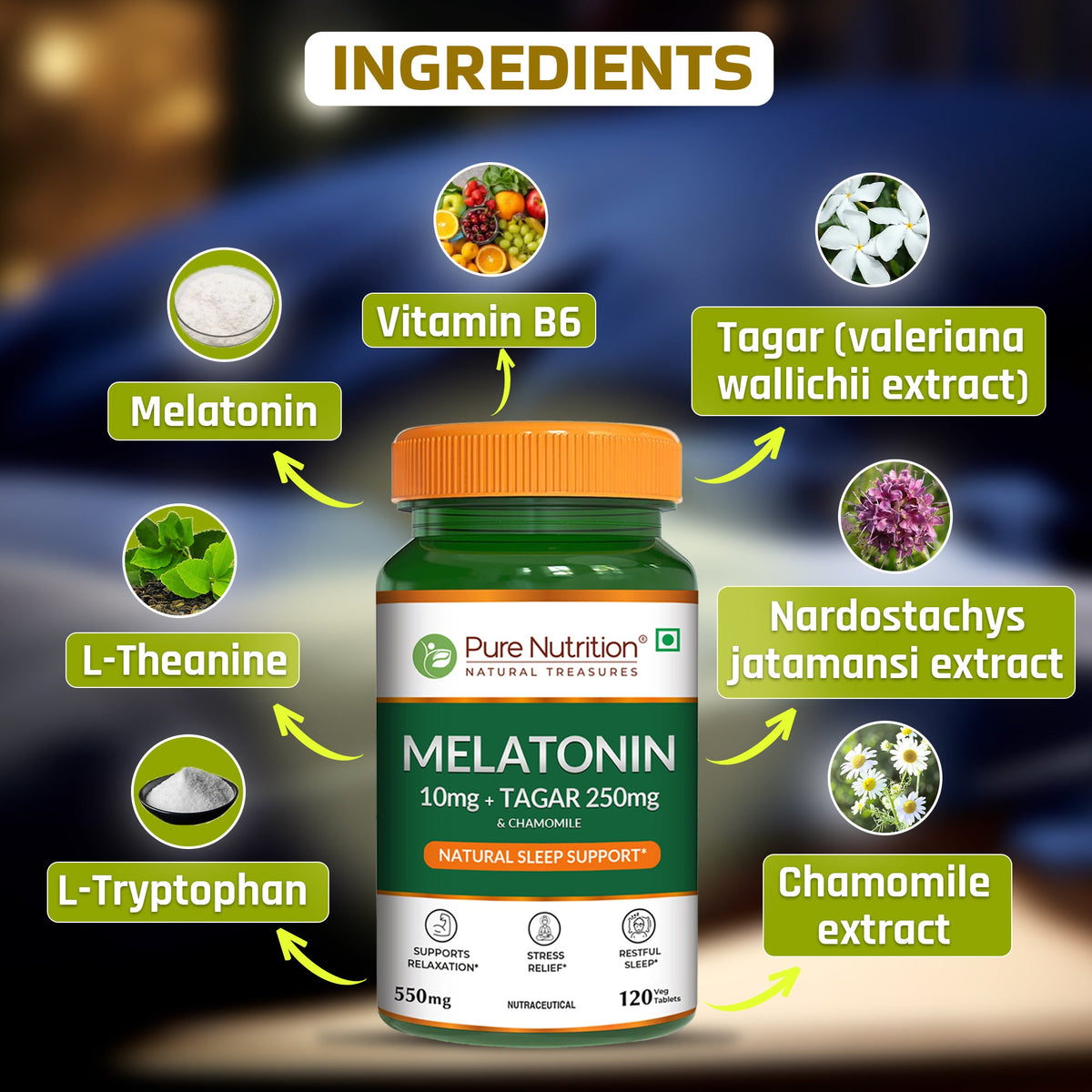 Melatonin 10mg Tablets Sleep Cycle Support & Relaxation | 120 Tablets