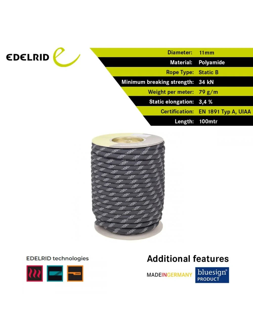 EDELRID Performance Static 11 mm Static Ropes
