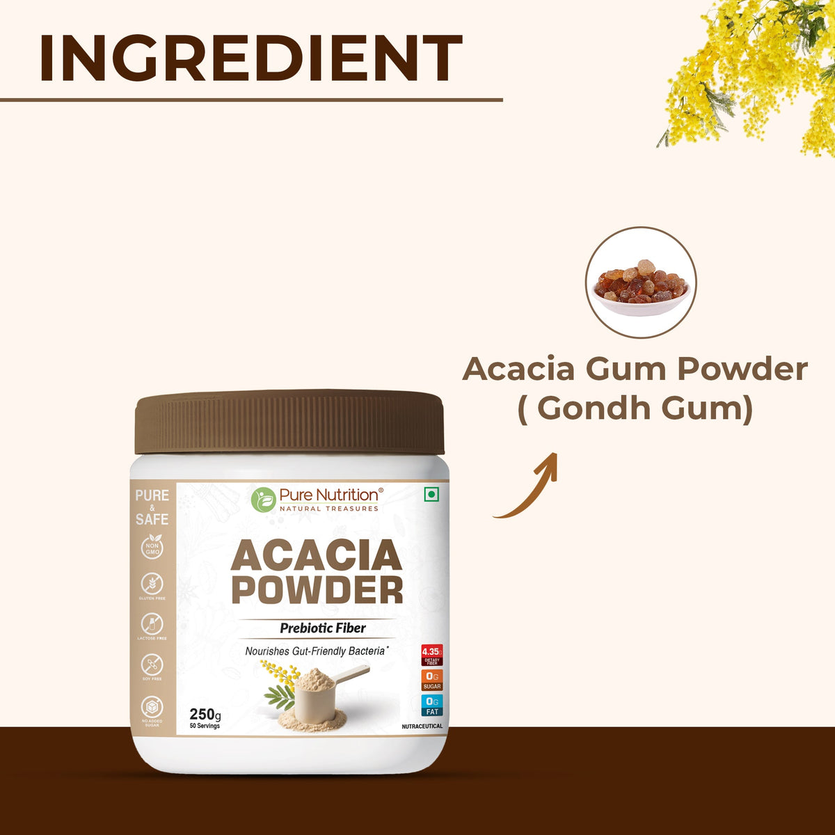 Acacia Powder Prebiotic Fiber for Gut Health & Digestive Wellness