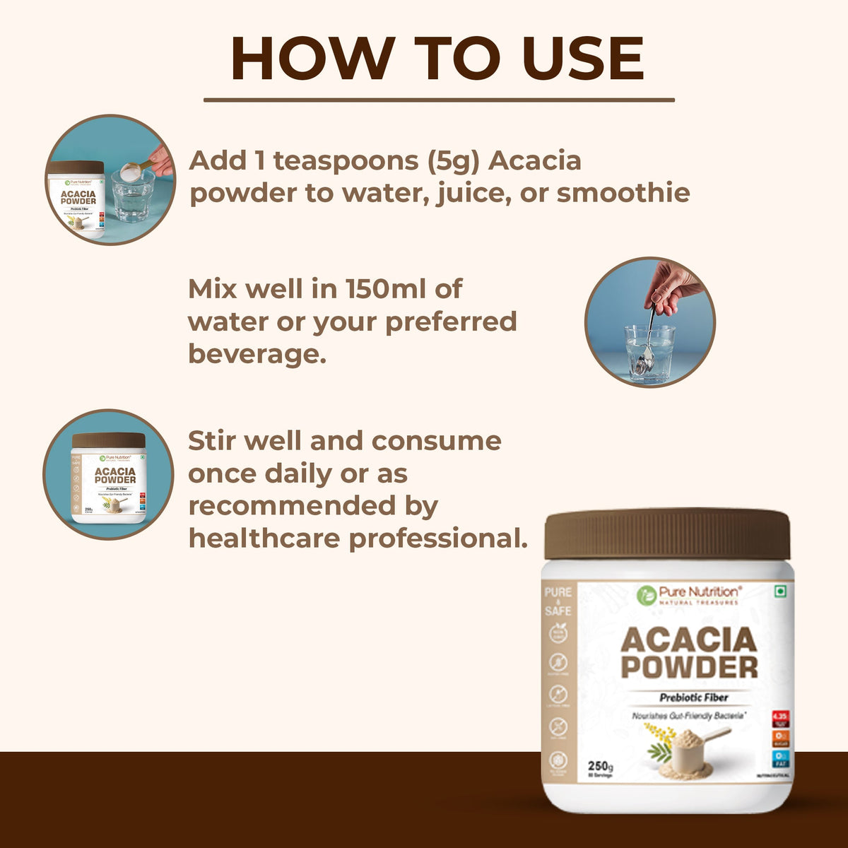 Acacia Powder Prebiotic Fiber for Gut Health & Digestive Wellness