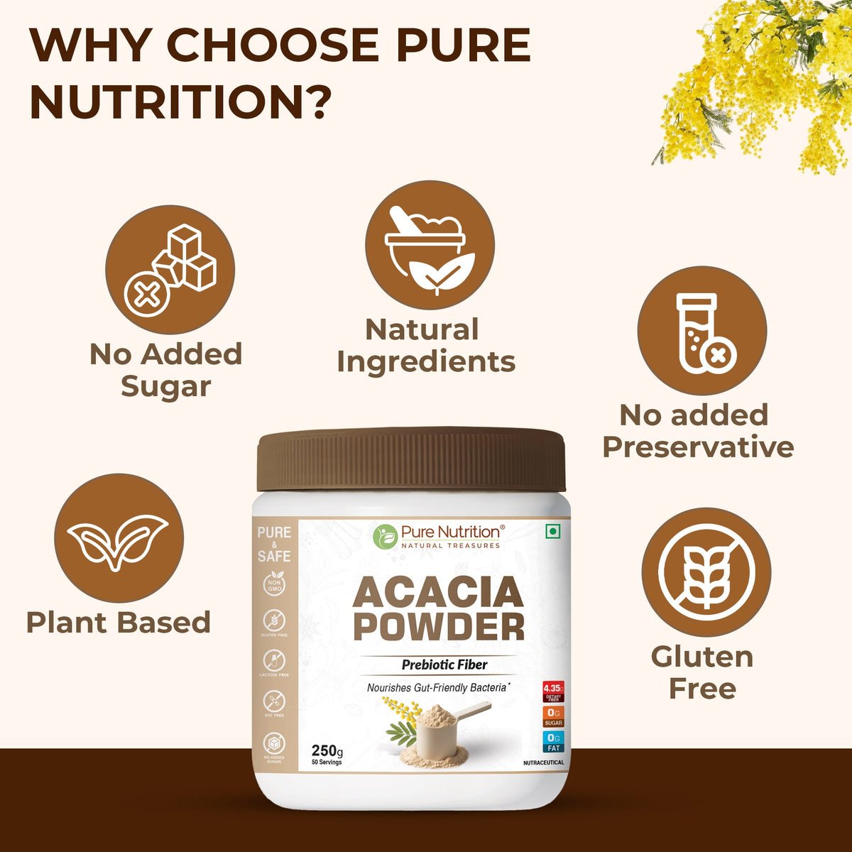 Acacia Powder Prebiotic Fiber for Gut Health & Digestive Wellness