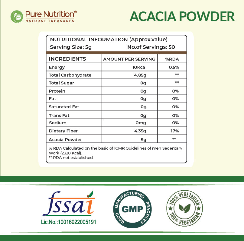 Acacia Powder Prebiotic Fiber for Gut Health & Digestive Wellness