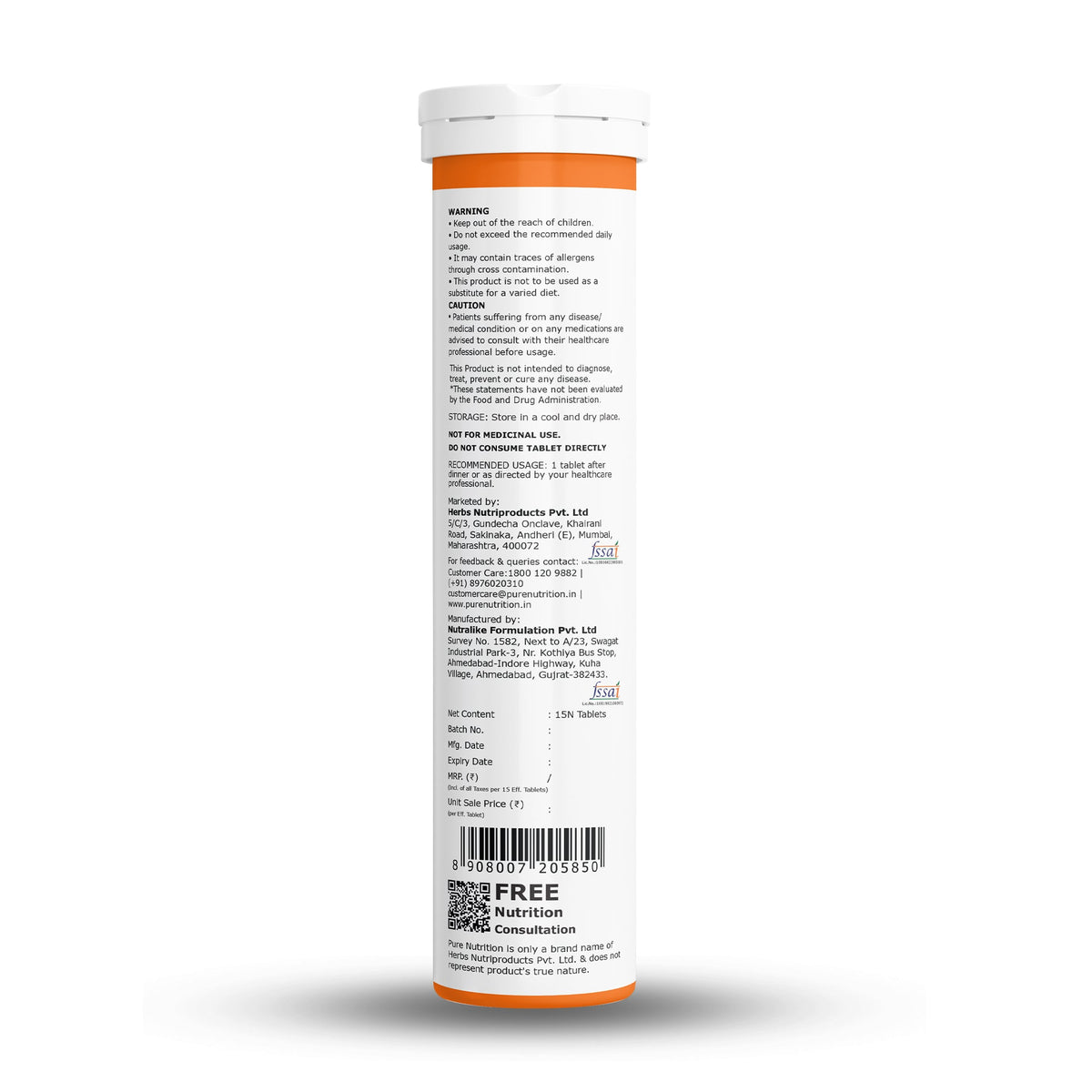 Glutathione 600mg with Vitamin C & Saffron 15 Effervescent Skin Glow Tablets