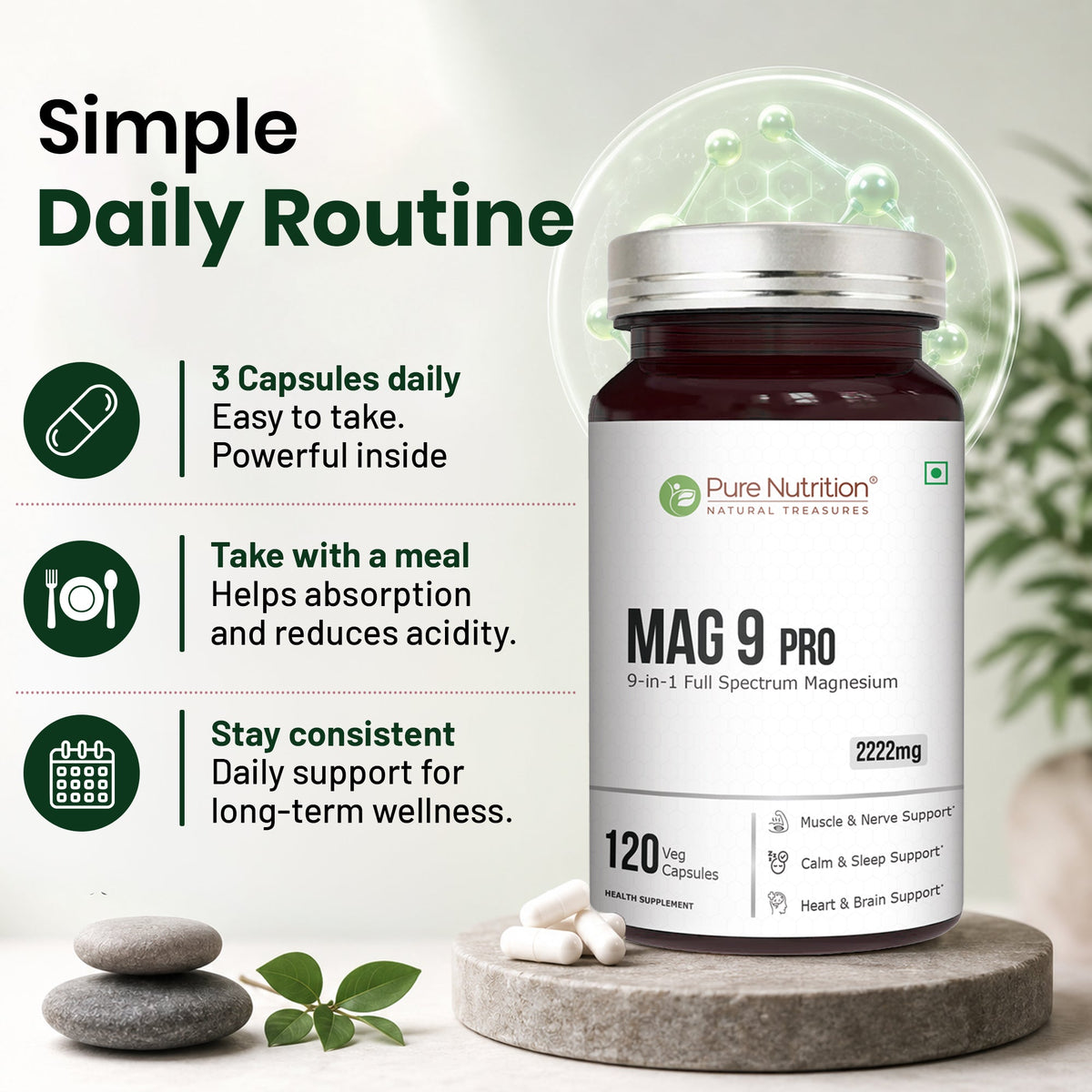 Mag 9 Pro 9-in-1 Magnesium Complex | 2222mg | Comprehensive Support | 120 Tablets