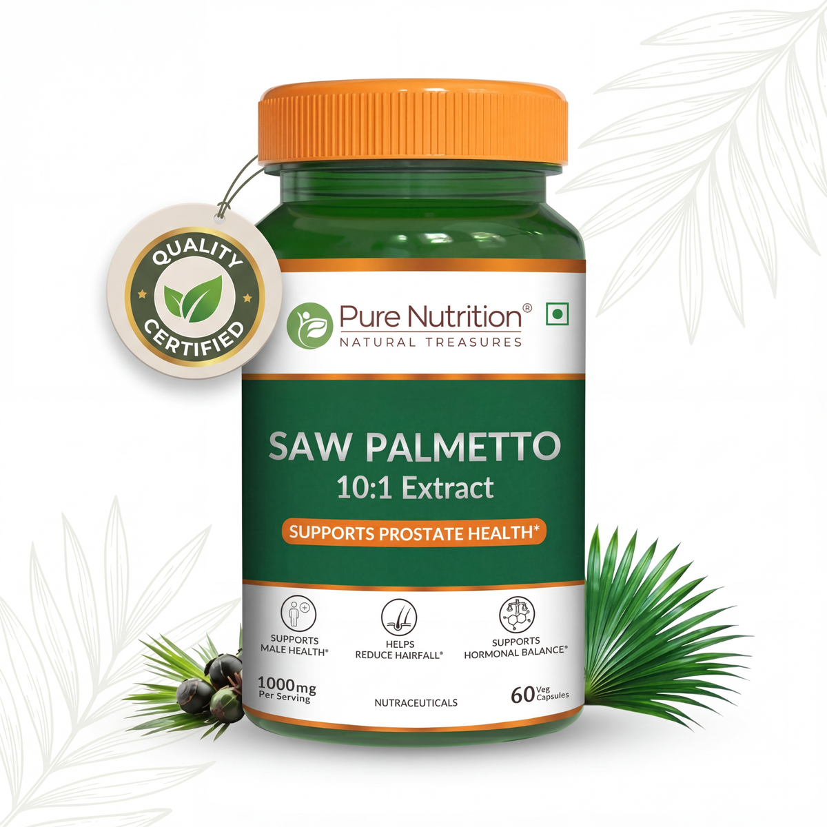 Saw Palmetto Supplement Prostate Health, Hair Growth & Urinary Support