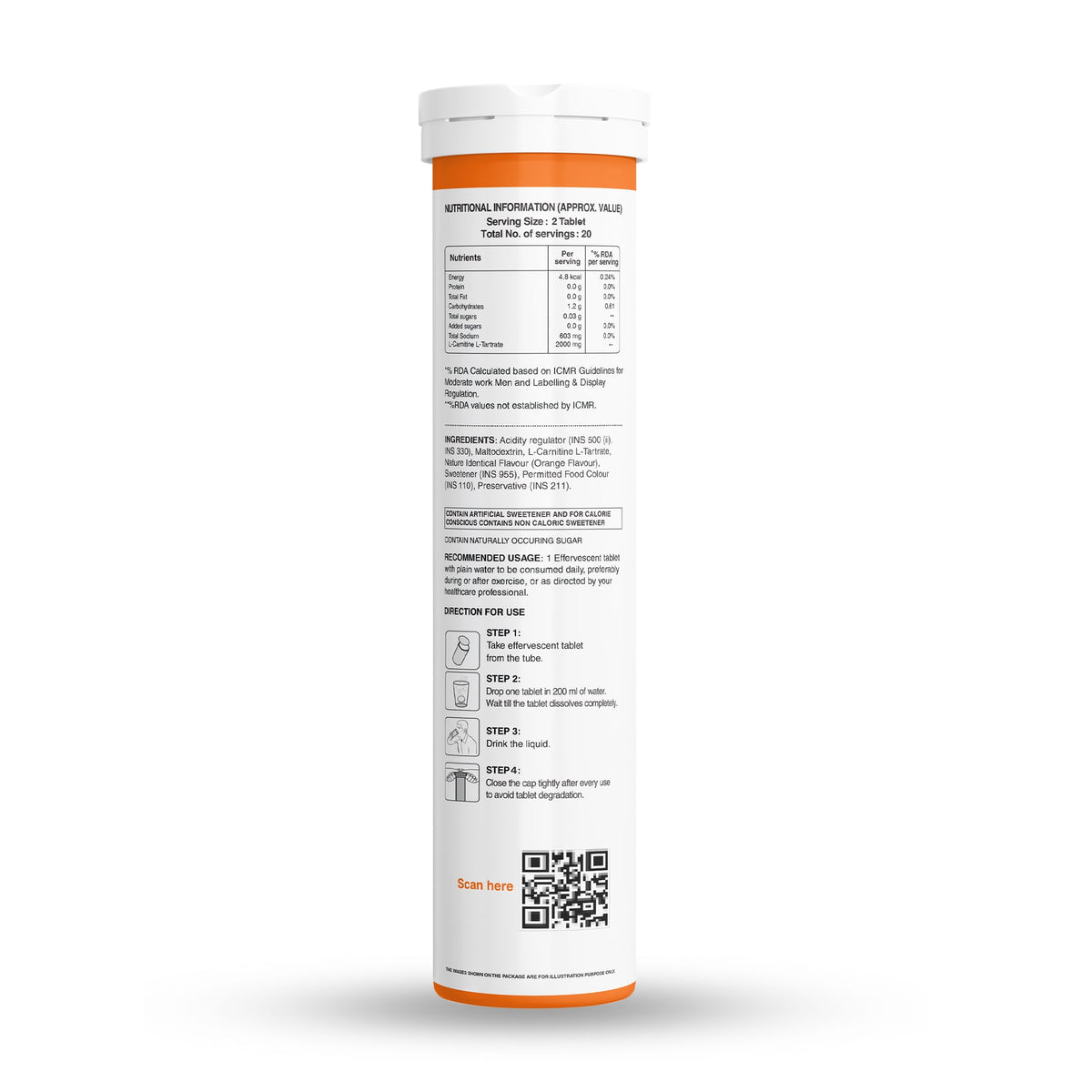 L-Carnitine L-Tartrate Effervescent Tablets Fat Metabolism & Energy