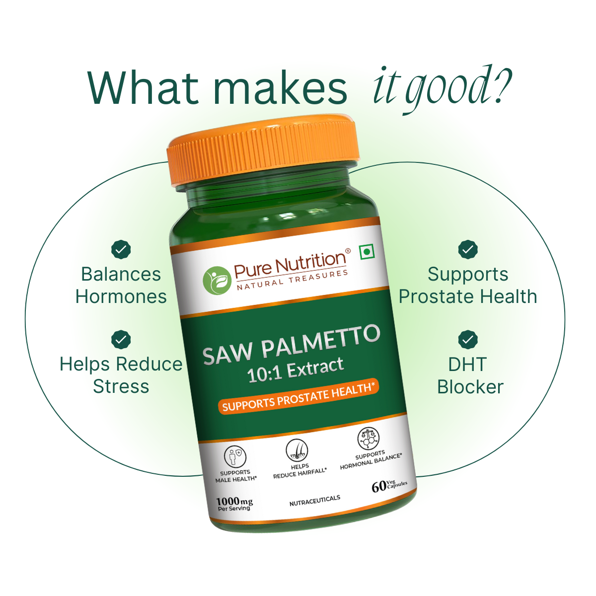 Saw Palmetto Supplement Prostate Health, Hair Growth & Urinary Support