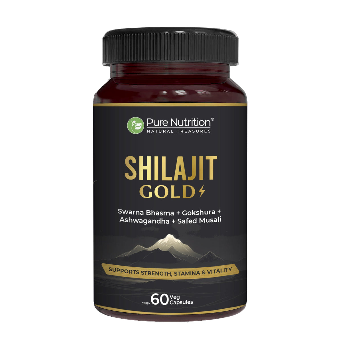 Shilajit Gold with Gokhru, Ashwagandha, Safed Musali, and Shatavari -Capsules | Supports Vitality and Wellness