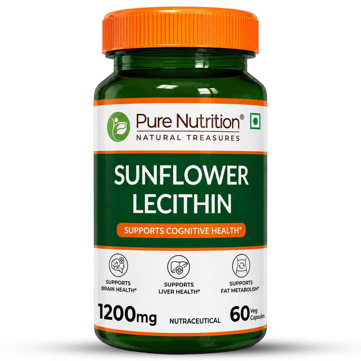 Sunflower Lecithin 1200mg | 60 Veg Capsules - Nutrition by Pure Nutrition