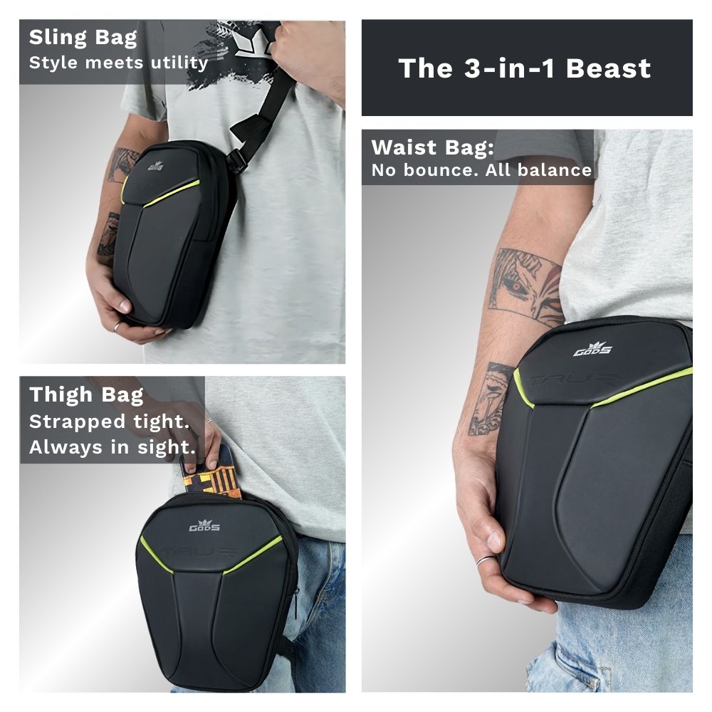 Taur 3-in-1 Green | Non-magnetic | Thigh Bag | Waist Bag | Sling Bag