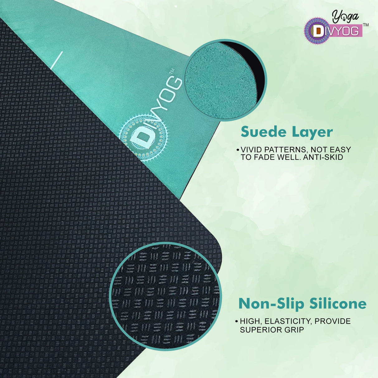 VIXEN Divyog Suede Yoga Mat 6mm with Guiding Alignment