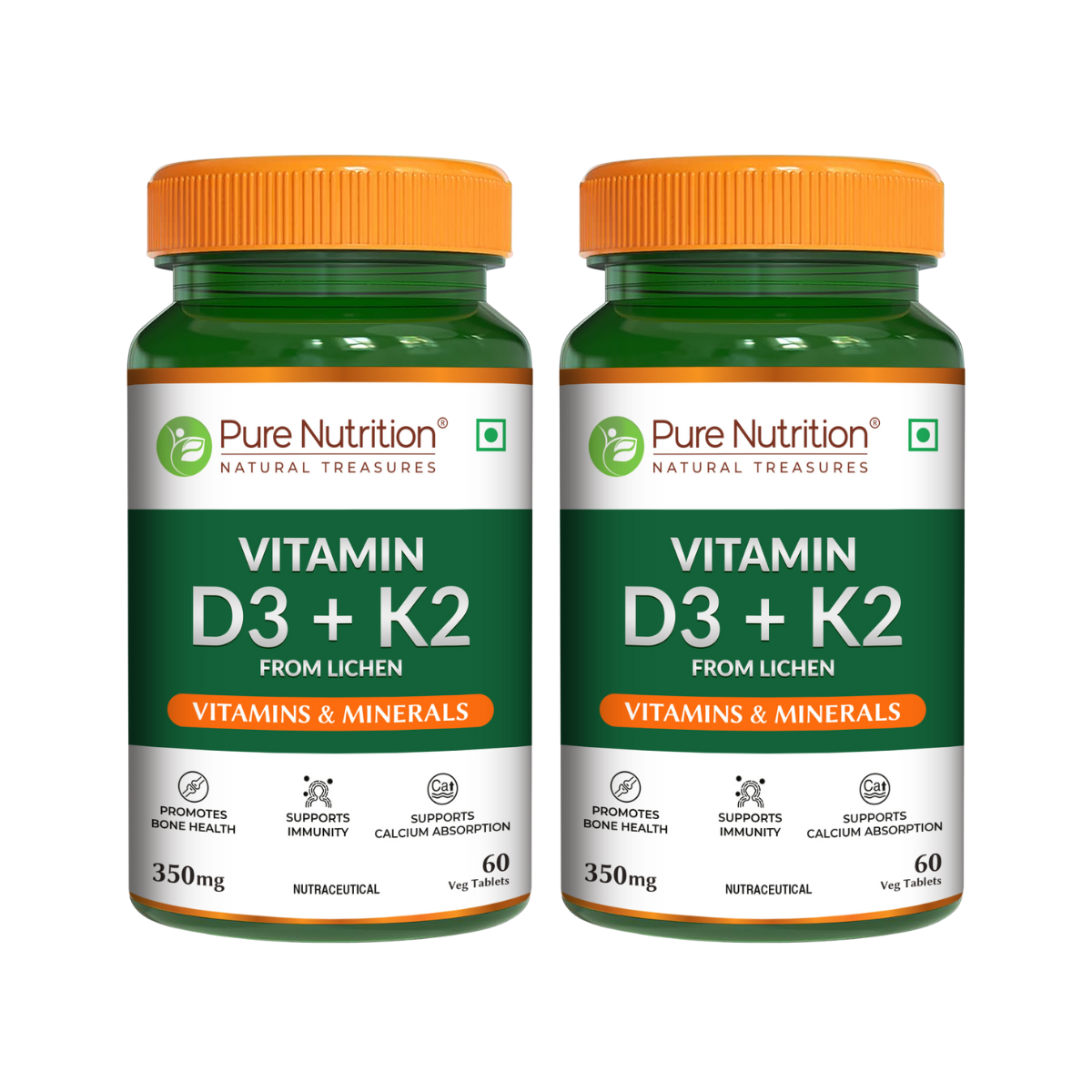 Vitamin D3 + K2 from Lichen Bone, Heart & Calcium Support | 60 Tablets