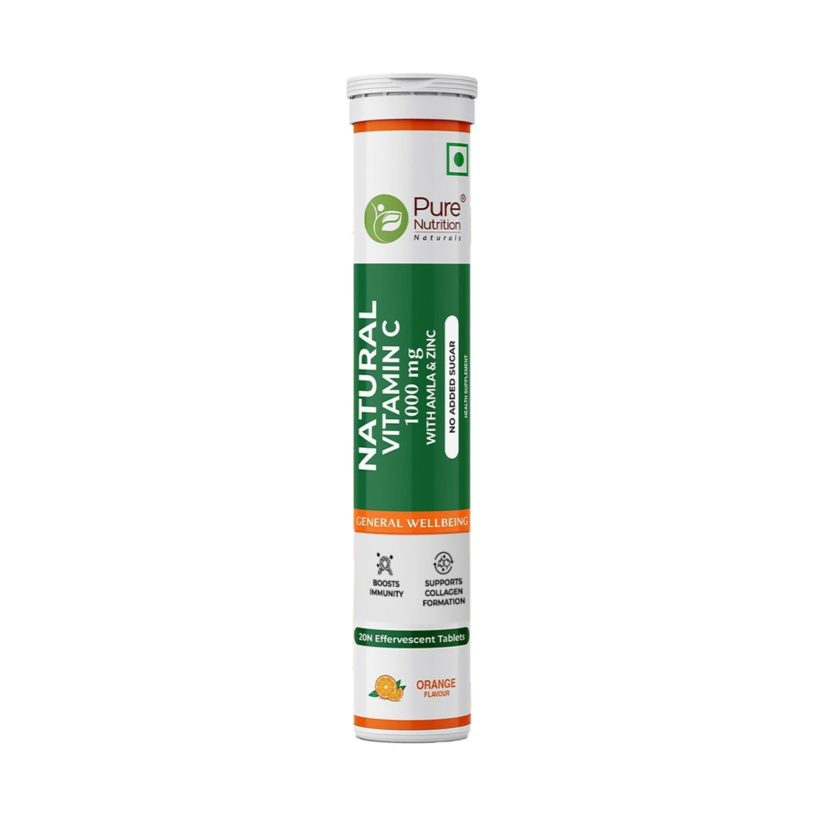 Vitamin C with Amla & Zinc For Immunity & Skin Care |Orange Flavour - 20 Effervescent Tablets