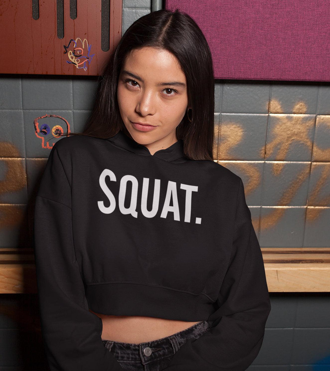 Women's crop Hoodie (squat)
