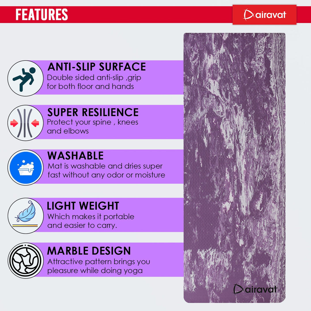 MARBLE 6MM YOGA MAT (PER) WITH BAG