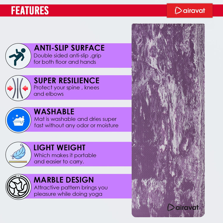 MARBLE 6MM YOGA MAT (PER) WITH BAG