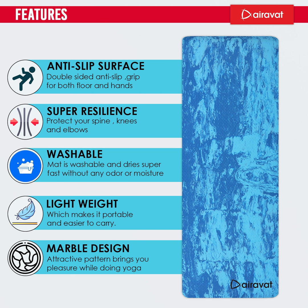 MARBLE 6MM YOGA MAT (PER) WITH BAG
