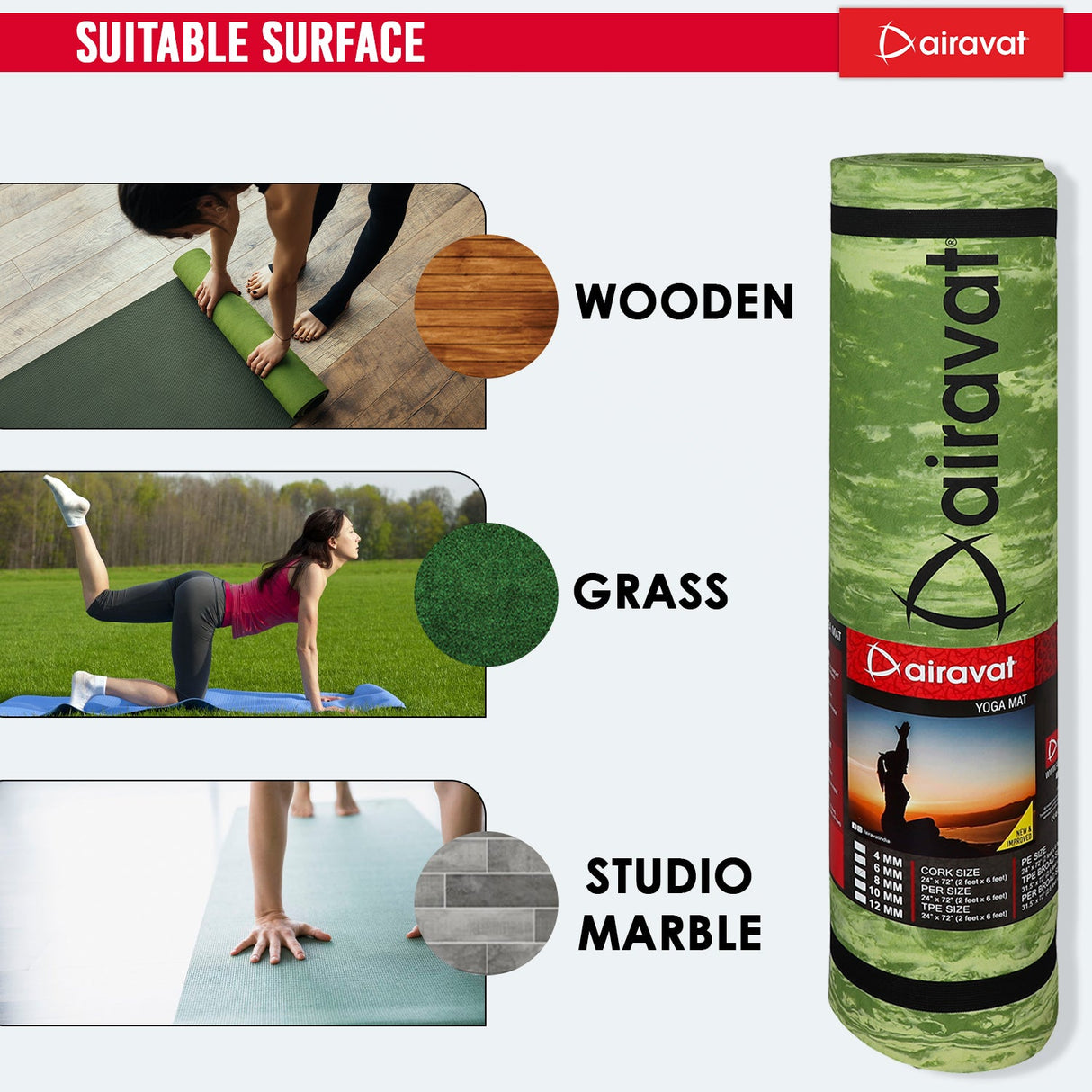 MARBLE 6MM YOGA MAT (PER) WITH BAG