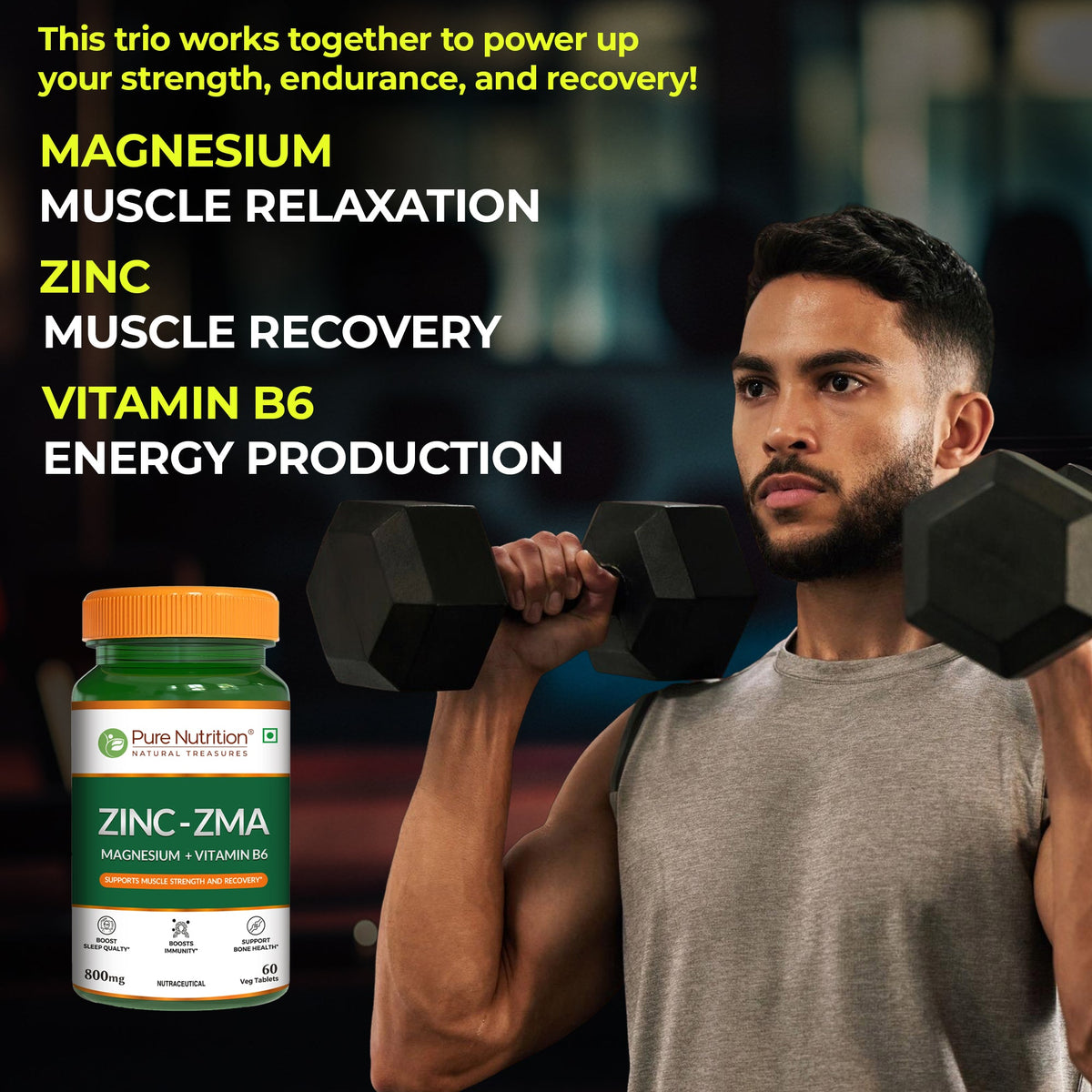 Pure Nutrition ZMA Zinc, Magnesium & Vitamin B6 Tablets