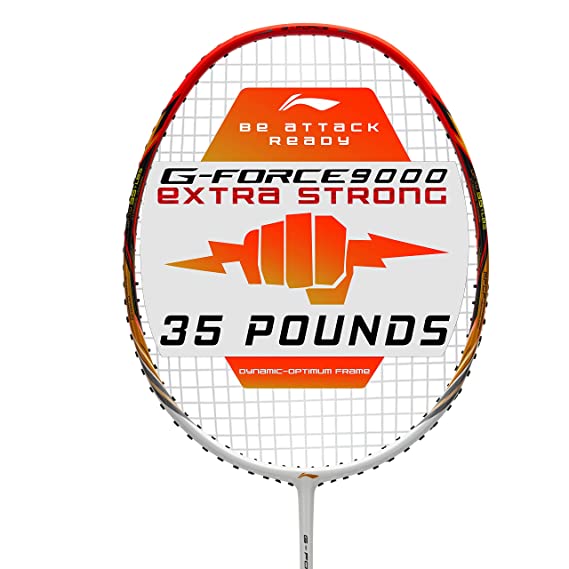 Li-Ning G-Force Extra Strong 9000 Carbon Fibre Badminton Racquet with Free Full Cover(35 LBS Ultra HIGH Tension) | KIBI Sports Li-Ning