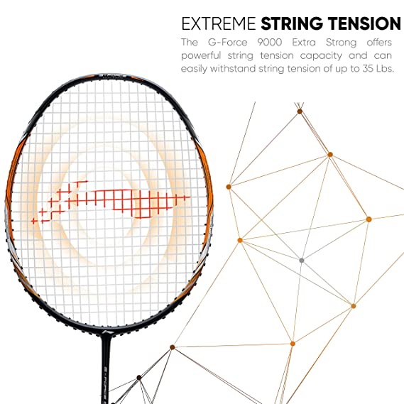 Li-Ning G-Force Extra Strong 9000 Carbon Fibre Badminton Racquet with Free Full Cover(35 LBS Ultra HIGH Tension) | KIBI Sports Li-Ning