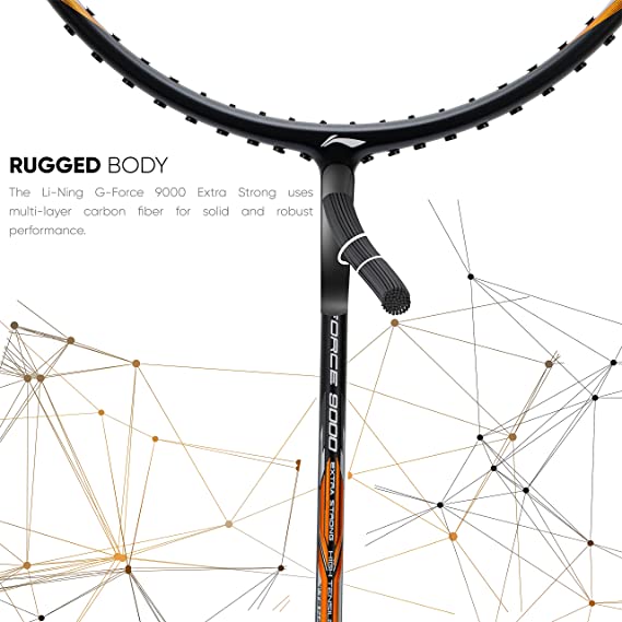 Li-Ning G-Force Extra Strong 9000 Carbon Fibre Badminton Racquet with Free Full Cover(35 LBS Ultra HIGH Tension) | KIBI Sports Li-Ning