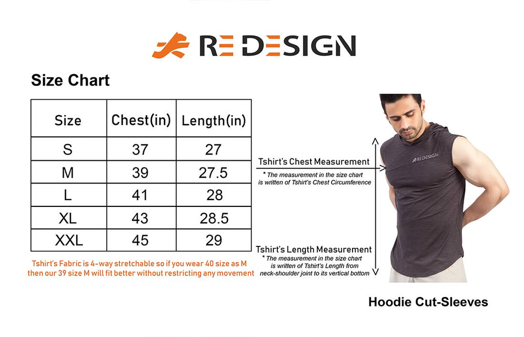 ReDesign Cutsleeve Gym T-Shirt Hoodie | Men | KIBI Sports ReDesign