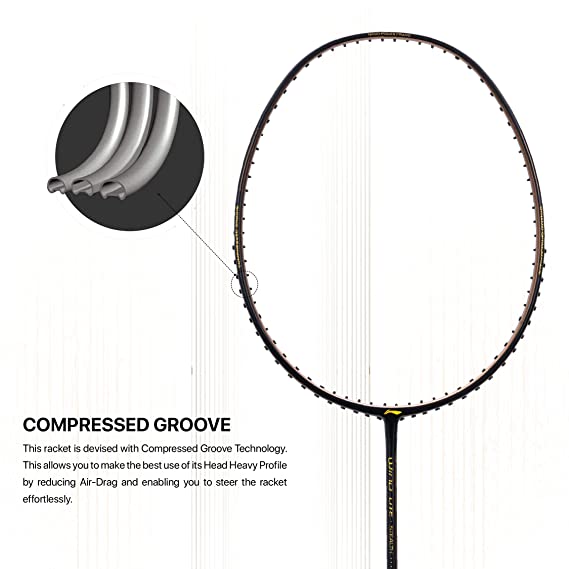 Li-Ning Wind Lite Stealth Carbon Fibre Strung Badminton Racket with Free Full Cover (Powered By Windstorm) | KIBI Sports Li-Ning