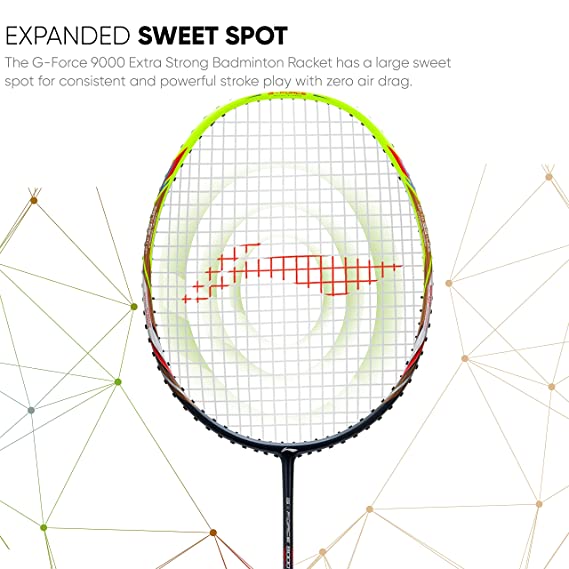 Li-Ning G-Force Extra Strong 9000 Carbon Fibre Badminton Racquet with Free Full Cover(35 LBS Ultra HIGH Tension) | KIBI Sports Li-Ning
