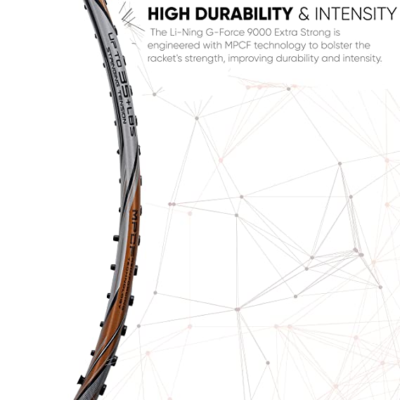 Li-Ning G-Force Extra Strong 9000 Carbon Fibre Badminton Racquet with Free Full Cover(35 LBS Ultra HIGH Tension) | KIBI Sports Li-Ning
