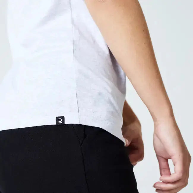 Domyos Women's Fitness T-Shirt 500 Essentials - Light Grey Domyos