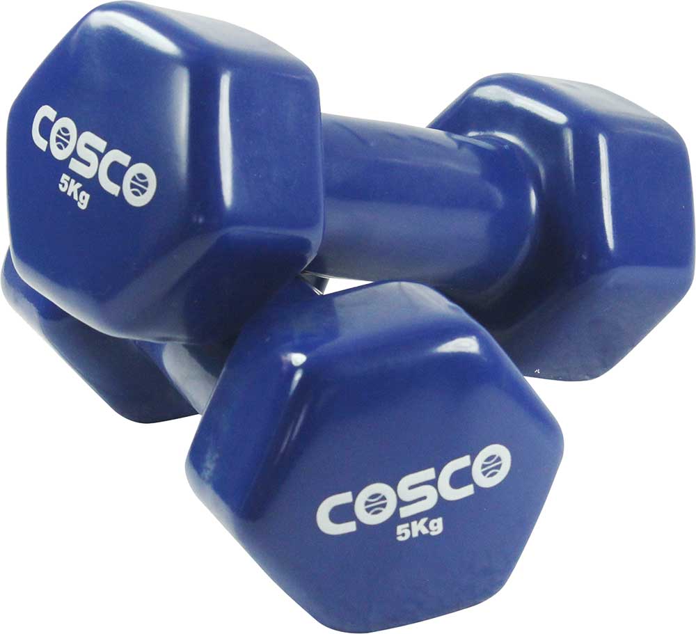 Cosco Hexagonal Vinyl Dumbbells | 5kg | KIBI Sports Cosco
