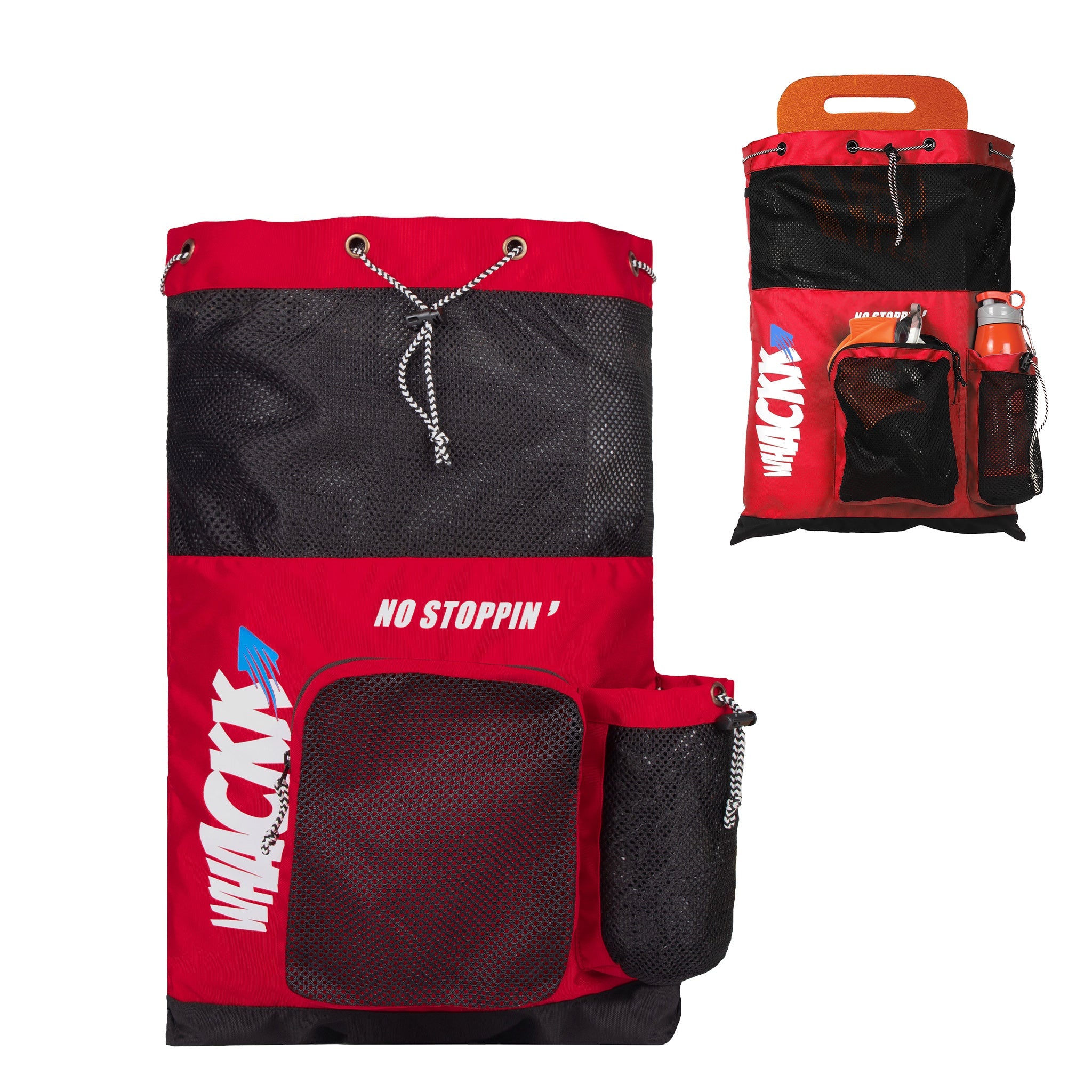 Aqua Red Black Unisex Swimming Equipment Bag|Water Sports|Dry Bags|Wet Pocket|Accessories|Beach Bag|Storage Swim Gym Gears|Drawstring Backpack|Netball Backpack|Pocket for Cap and Goggles