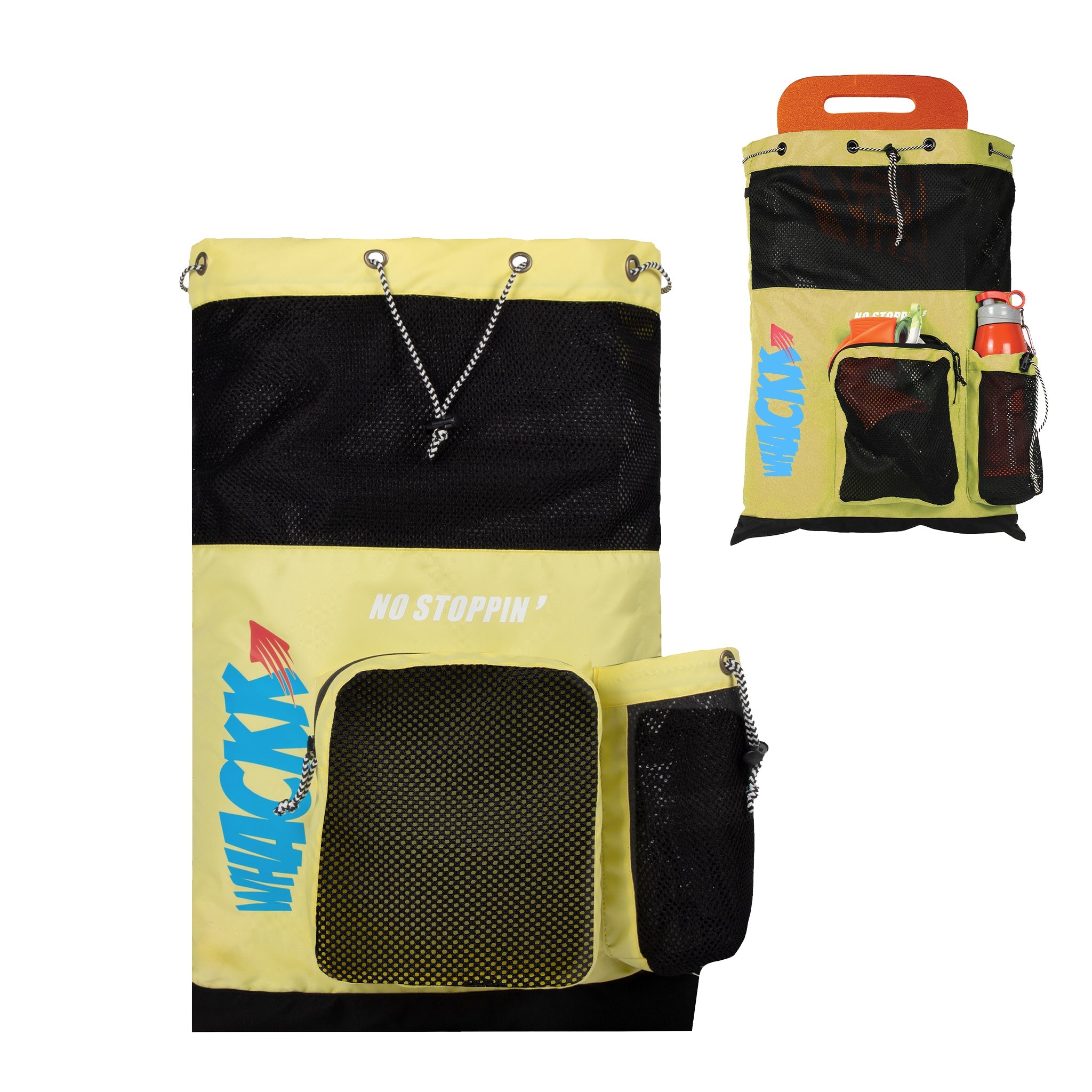 Aqua Yellow Black Unisex Swimming Bag |Water Sports |Dry Bags |Wet Pocket |Accessories |Beach Bag |Storage Swim Gym Gears |Drawstring Backpack |Netball Backpack | Pocket for Cap and Goggles