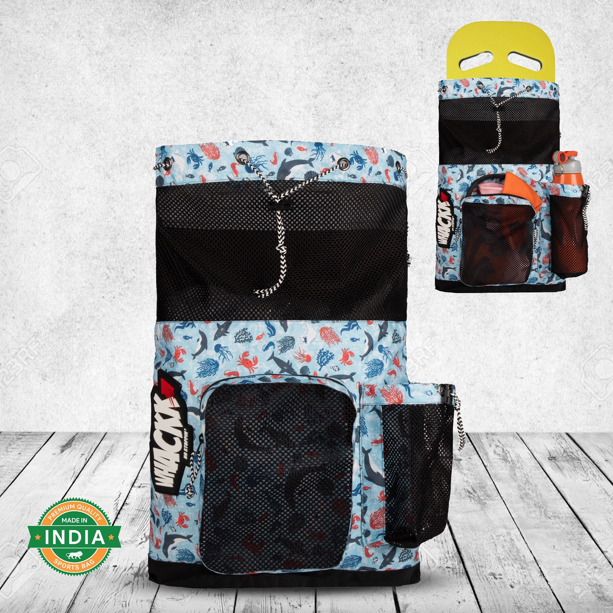 Aqua Arctic Unisex Swimming Bag |Water Sports |Dry Bags |Wet Pocket |Accessories |Beach Bag |Storage Swim Gym Gears |Drawstring Backpack |Netball Backpack | Pocket for Cap and Goggles