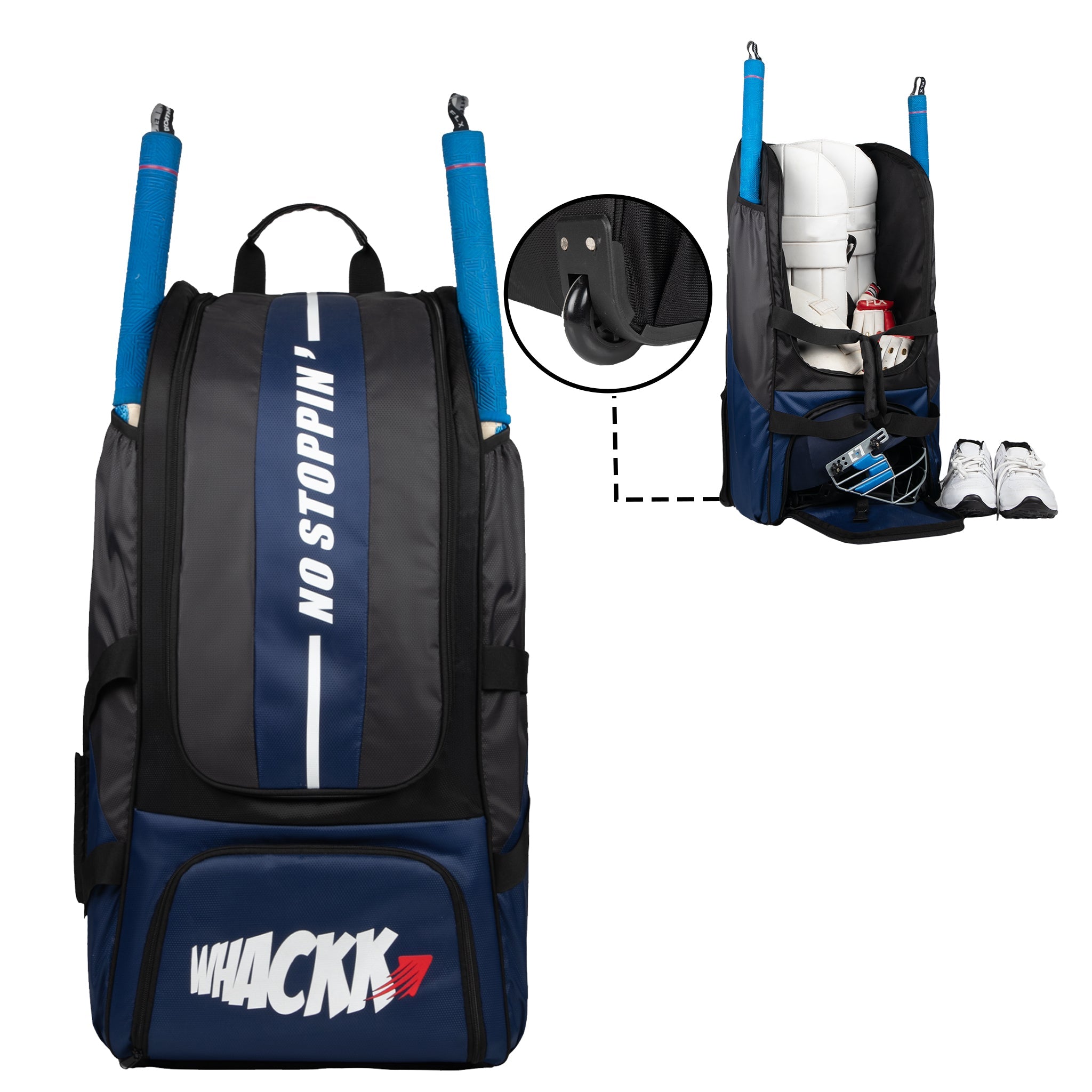 Gayle Blk Backpack Duffle Trolley Wheelie Polyester Cricket Kit Bag Adult Size 2 Bat Pocket Shoe/Helmet Pkt Main Compartment 18" Leg Pad 2 Bottle Holder Player Edition