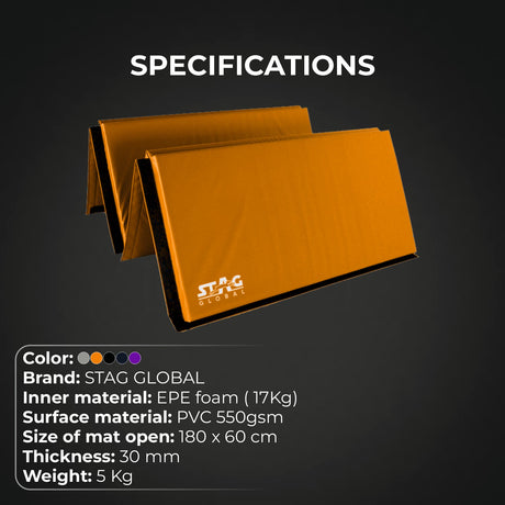 STAG GLOBAL 30 MM Multi-Purpose Foldable Fitness MAT Gymnastics mat & Crash pad, Ideal for Both Men and Women