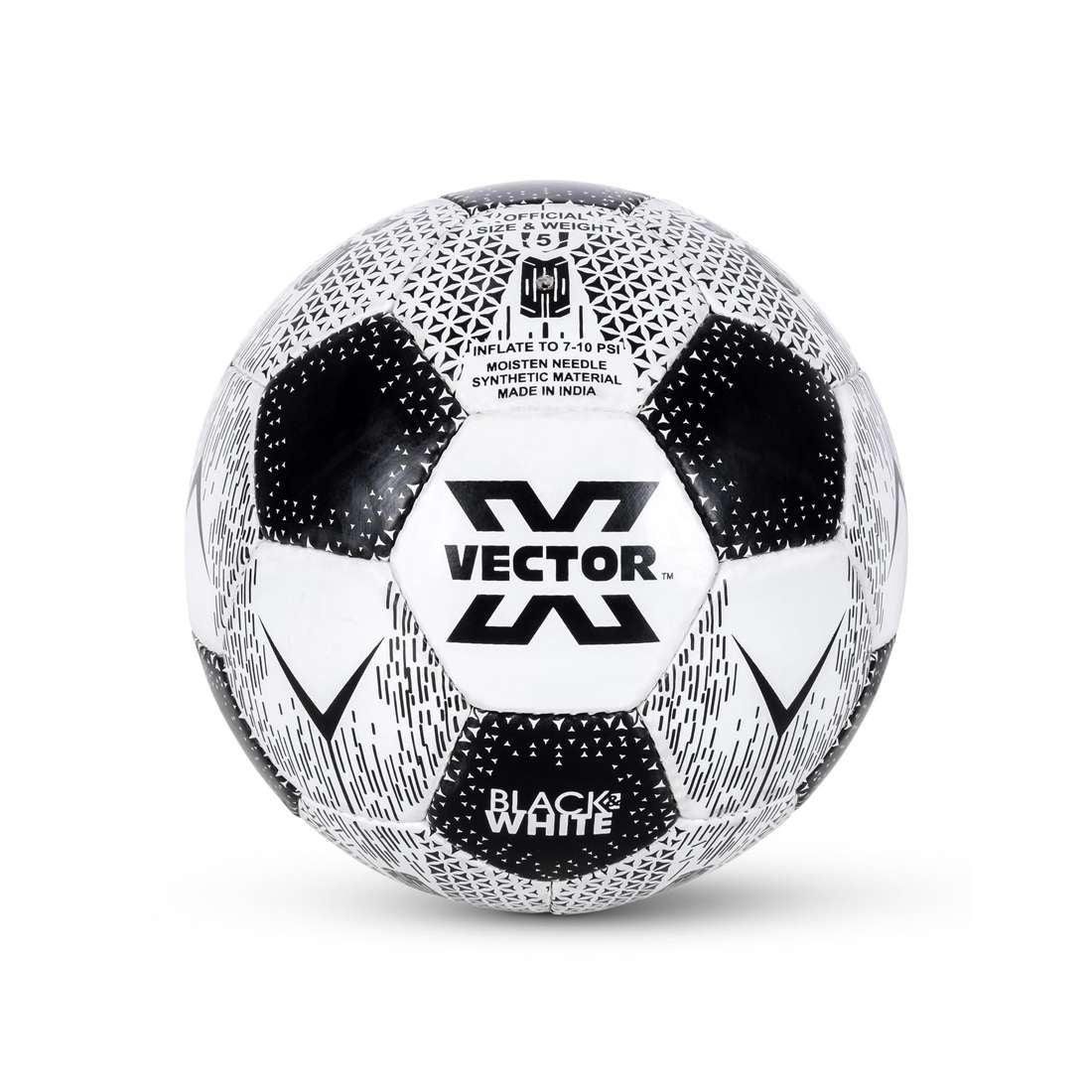 Vector X Black & White Football/Rubberized Hand Stitched Football/32 Panel/Suitable for Hard Ground Without Grass/Training Football/for Men/Women/Size - 5 (Black/White)