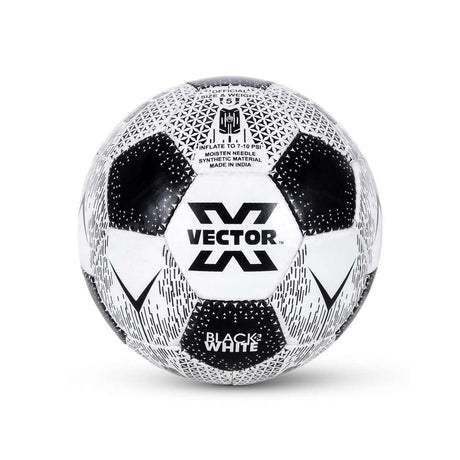 Vector X Black & White Football/Rubberized Hand Stitched Football/32 Panel/Suitable for Hard Ground Without Grass/Training Football/for Men/Women/Size - 5 (Black/White)