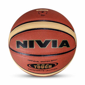 NIVIA PRO-TOUCH, Match Ball, 14 Panels, Super Soft-Touch PU Leather Cover Laminated  with Pebbled Texture , Butyl Threadwounded Bladder, As Per FIBA Standard , Made for Pro-Leagues , to Play on Indoor Surfaces
