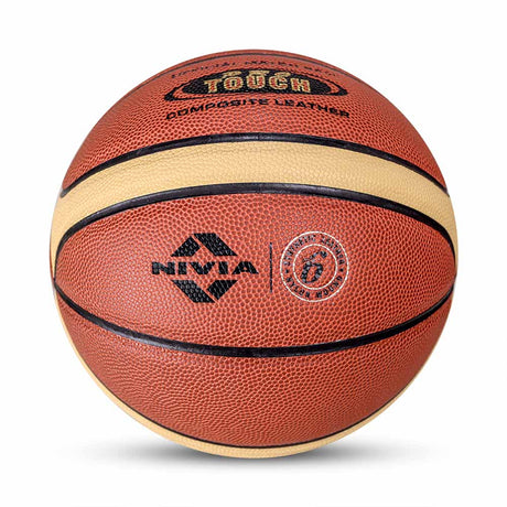 NIVIA PRO-TOUCH, Match Ball, 14 Panels, Super Soft-Touch PU Leather Cover Laminated  with Pebbled Texture , Butyl Threadwounded Bladder, As Per FIBA Standard , Made for Pro-Leagues , to Play on Indoor Surfaces
