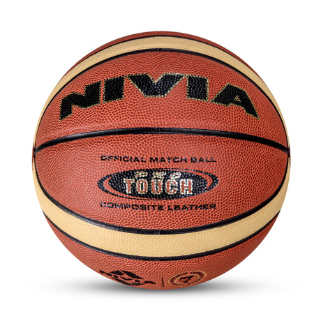 NIVIA PRO-TOUCH, Match Ball, 14 Panels, Super Soft-Touch PU Leather Cover Laminated  with Pebbled Texture , Butyl Threadwounded Bladder, As Per FIBA Standard , Made for Pro-Leagues , to Play on Indoor Surfaces