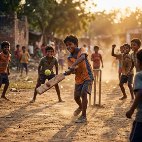 Young athletes at a grassroots cricket academy in India