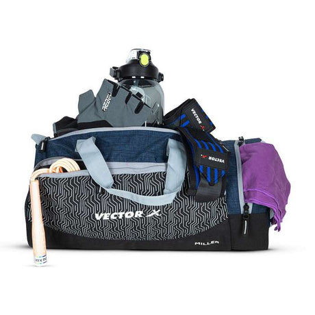 Vector X Miller Gym Bag for Women & Men, Sports Travel Duffel Bag Workout Bag Unisex | Water Resistant | Adjustable Shoulder Strap | Fitness Workout Carry Bag with Multiple Pockets