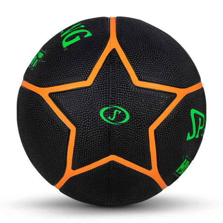 Spalding 8 Panel Highlight Rubber Moulded Indoor/Outdoor Basketball with Butyl Bladder, Suitable for Practice/Match/Training + Free Air Needle