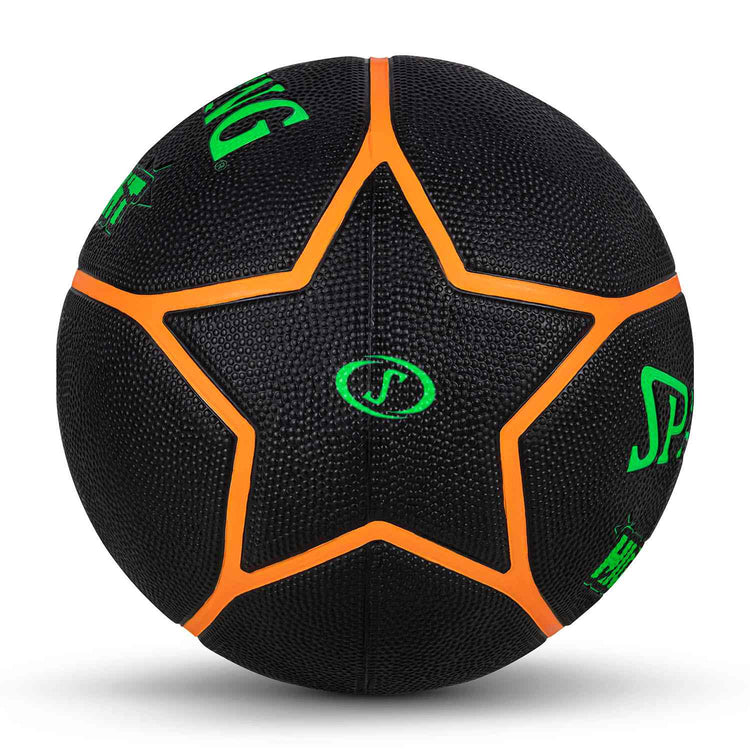 Spalding 8 Panel Highlight Rubber Moulded Indoor/Outdoor Basketball with Butyl Bladder, Suitable for Practice/Match/Training + Free Air Needle