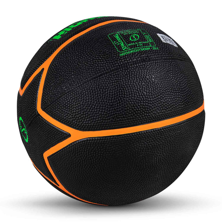 Spalding 8 Panel Highlight Rubber Moulded Indoor/Outdoor Basketball with Butyl Bladder, Suitable for Practice/Match/Training + Free Air Needle
