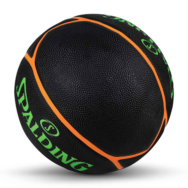 Spalding 8 Panel Highlight Rubber Moulded Indoor/Outdoor Basketball with Butyl Bladder, Suitable for Practice/Match/Training + Free Air Needle