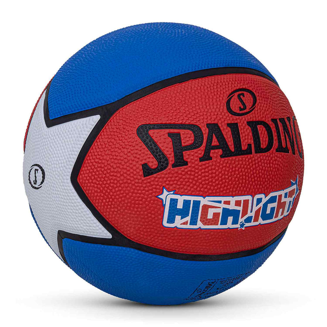 Spalding 8 Panel Highlight Rubber Moulded Indoor/Outdoor Basketball with Butyl Bladder, Suitable for Practice/Match/Training + Free Air Needle