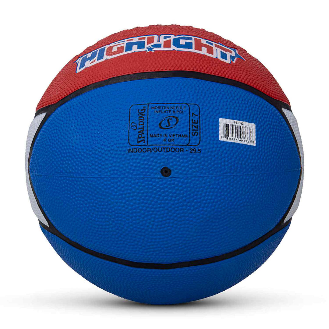 Spalding 8 Panel Highlight Rubber Moulded Indoor/Outdoor Basketball with Butyl Bladder, Suitable for Practice/Match/Training + Free Air Needle